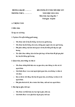 Đề cương ôn tập học kì 1 môn Giáo dục công dân 7 sách Kết nối tri thức với cuộc sống