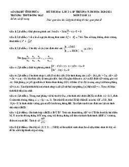 Đề thi HSG Toán 11 lần 2 năm 2020 – 2021 trường THPT Đồng Đậu – Vĩnh Phúc