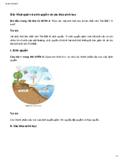 Giải Khoa học tự nhiên 8 bài 43: Khái quát về sinh quyển và các khu sinh học |  Cánh diều