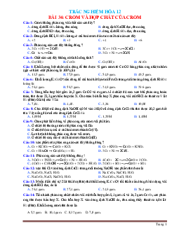 Bài 34 Crom và hợp chất của crom hóa học 12 (có đáp án)