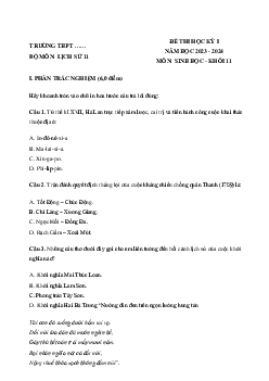 Đề thi học kì 1 môn Lịch sử 11 năm 2023 - 2024 sách Cánh diều