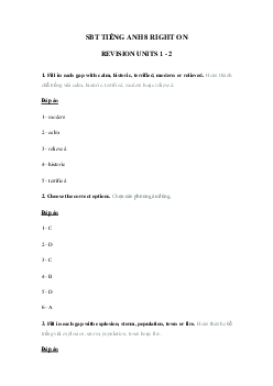 Sách bài tập Right on 8 Revision Units 1 - 2
