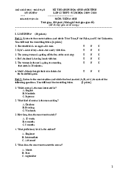 Đề thi chọn học sinh giỏi lớp 12 THPT tỉnh An Giang môn Tiếng Anh năm học 2009-2010