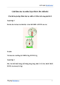 Giải Khoa học tự nhiên 6 Bài 5: Đo khối lượng - Chân Trời Sáng Tạo