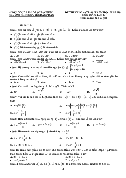 Đề thi khảo sát lần 3 Toán 10 năm 2018 – 2019 trường Nguyễn Đăng Đạo – Bắc Ninh