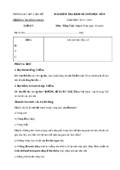 Đề kiểm tra cuối học kì 2 môn Tiếng Việt lớp 4 năm học 2014-2015 trường Tiểu học Sông Nhạn, Đồng Nai