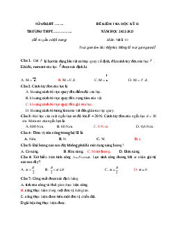 Đề thi học kì 2 môn Vật lí 10 năm 2022 - 2023 sách Chân trời sáng tạo đề 3