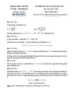 Đề kiểm tra chất lượng Toán 6 năm 2019 – 2020 trường chuyên Hà Nội – Amsterdam