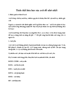 Tính chất hóa học của axit dễ nhớ nhất