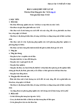 Giáo án Vật lí 10 sách Kết nối tri thức với cuộc sống (Cả năm)