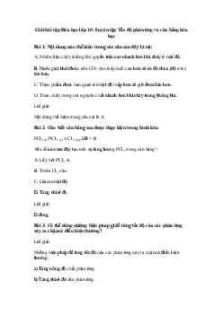 Giải bài tập trang 166, 167 SGK Hóa học lớp 10: Luyện tập Tốc độ phản ứng và cân bằng hóa học