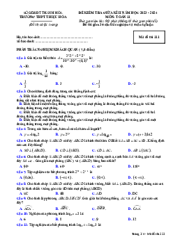 Đề thi giữa kỳ 2 Toán 11 năm 2023 – 2024 trường THPT Thiệu Hóa – Thanh Hóa