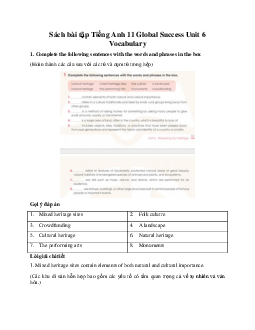 Giải Unit 6 Vocabulary | Sách bài tập Tiếng Anh 11 Global Success
