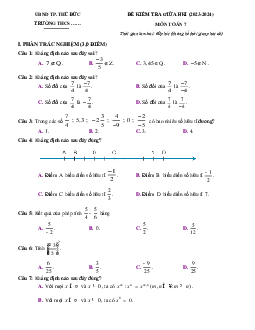 Đề thi giữa học kì I toán 7 chân trời sáng tạo năm học 2023-2024