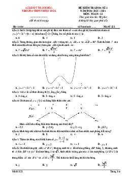 Đề học kì 1 Toán 12 năm 2023 – 2024 trường THPT Thiệu Hóa – Thanh Hóa