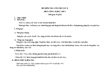 Đề thi học kì 2 Công nghệ 9 năm 2024 - Đề 1