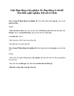 Giải Hoạt động trải nghiệm 10: Hoạt động 4 chủ đề 9 Kết Nối Tri Thức