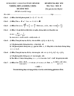Đề thi học kì 2 Toán 10 năm 2019 – 2020 trường THPT An Dương Vương – TP HCM