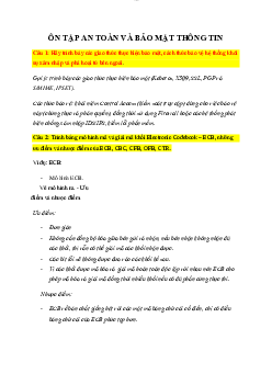 Đề cương ôn tập môn An toàn và bảo mật thông tin có gợi ý trả lời