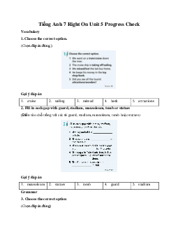 Tiếng Anh 7 Right On Unit 5 Progress Check