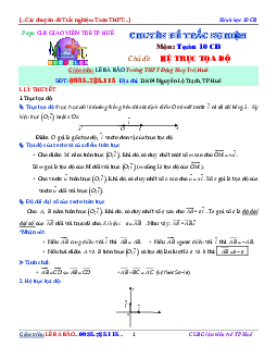 Bài tập tự luận và trắc nghiệm hệ trục tọa độ trong mặt phẳng – Lê Bá Bảo
