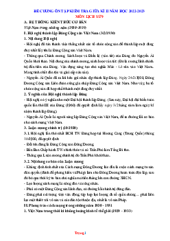 Đề Cương Ôn Tập Giữa HK2 Lịch Sử 9 Năm 2022-2023 (Có Đáp Án)