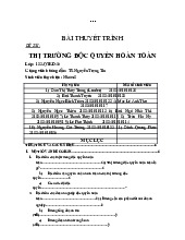 Bài thuyết trình thị trường độc quyền hoàn toàn | Đại học Kinh tế Thành phố Hồ Chí Minh
