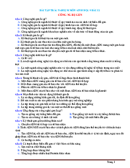 Trắc Nghiệm Sinh 9 Bài 32: Công Nghệ Gen (có đáp án)