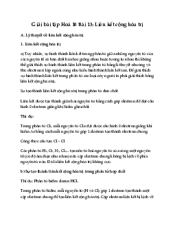 Giải Hóa 10 Bài 13: Liên kết cộng hóa trị