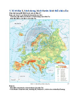 Giải SGK Địa lí 7 Bài 1: Thiên nhiên Châu Âu - Chân trời sáng tạo