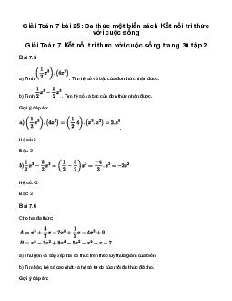 Giải Toán 7 Bài 25: Đa thức một biến | Kết nối tri thức