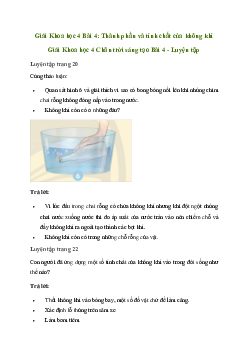 Giải Khoa học lớp 4 Bài 4: Thành phần và tính chất của không khí | Chân Trời sáng tạo