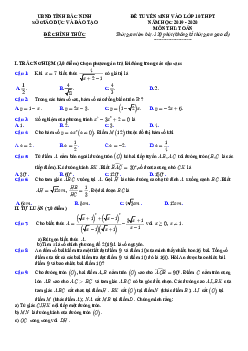 Đề Toán tuyển sinh lớp 10 năm 2019 – 2020 sở GD&ĐT Bắc Ninh