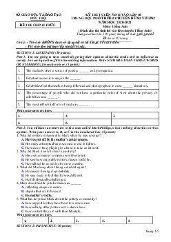 Đề thi Tuyển sinh lớp 10 THPT Chuyên Hùng Vương Phú Thọ năm học 2020-2021 môn Tiếng Anh (chuyên)