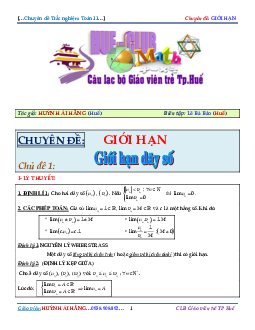 Chuyên đề giới hạn của dãy số – Huỳnh Ái Hằng