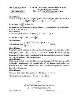 Đề thi thử HSG Toán 12 THPT năm học 2017 – 2018 trường THPT Bình Xuyên – Vĩnh Phúc