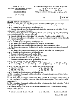 Đề kiểm tra Hình học 11 chương 3 năm 2018 – 2019 trường Trần Hưng Đạo – Gia Lai