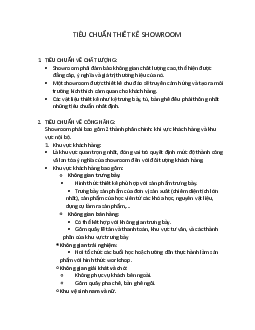 Bài giảng "Tiêu chuẩn về thiết kế Showroom"
