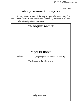 Mẫu mục lục hồ sơ, tài liệu mới nhất 2024