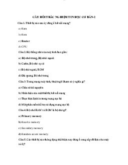 Câu hỏi trắc nghiệm Tin học cơ bản | Đại học Fulbright Việt Nam