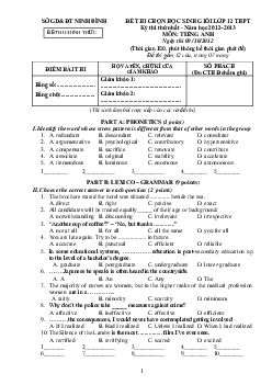 (Vòng 1) Đề thi chọn đội tuyển dự thi Học sinh giỏi quốc gia THPT tỉnh Ninh Bình năm học 2012-2013