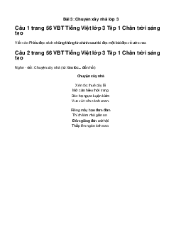 Giải Bài 3: Chuyện xây nhà trang 57 VBT Tiếng Việt lớp 3 Tập 1 Chân trời sáng tạo