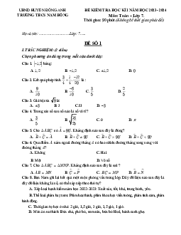 Đề học kì 1 Toán 7 năm 2023 – 2024 trường THCS Nam Hồng – Hà Nội