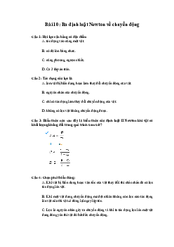 Trắc nghiệm Vật lí 10 Bài 10: Ba định luật Newton về chuyển động | Chân trời sáng tạo