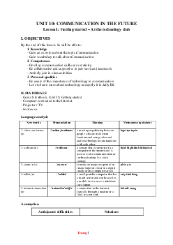 Giáo án Tiếng Anh 8 Global success unit 10 Communication in the future
