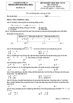 Đề học kỳ 2 Toán 10 năm 2022 – 2023 trường THPT Phan Thúc Trực – Nghệ An