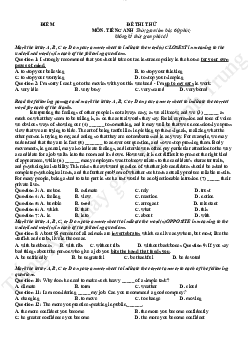 Đề thi thử học phần Tiếng anh cơ bản