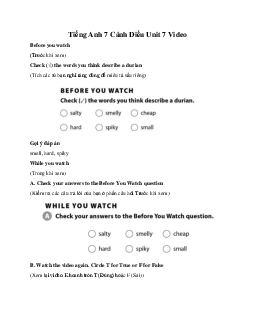 Tiếng Anh 7 Cánh Diều Unit 7 Video