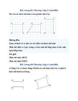 Giải SGK Toán lớp 3 trang 107, 108 Hình chữ nhật | Cánh Diều