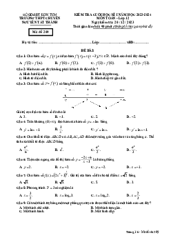 Đề cuối kì 1 Toán 12 năm 2023 – 2024 trường chuyên Nguyễn Tất Thành – Kon Tum